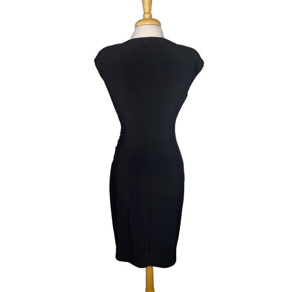RALPH LAUREN LRL Black Gathered Jersey Knit Dress Size 10 Petite Sleeveless - Picture 3 of 9